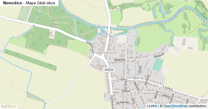 Nemošice - mapa části obce
