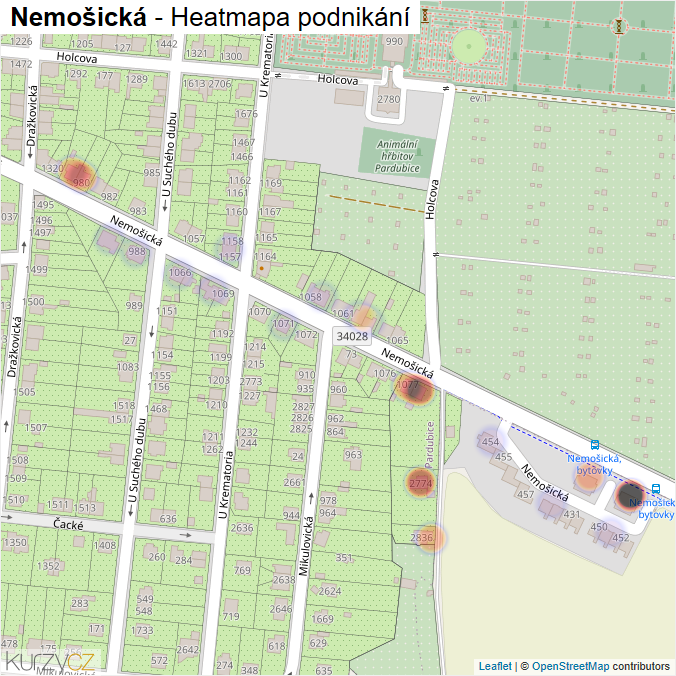 Mapa Nemošická - Firmy v ulici.