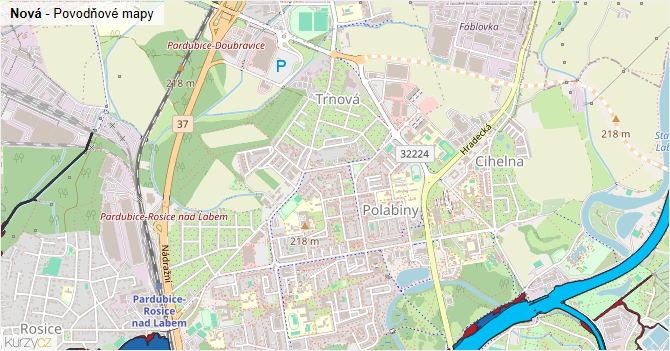 Nová - záplavové mapy stoleté vody