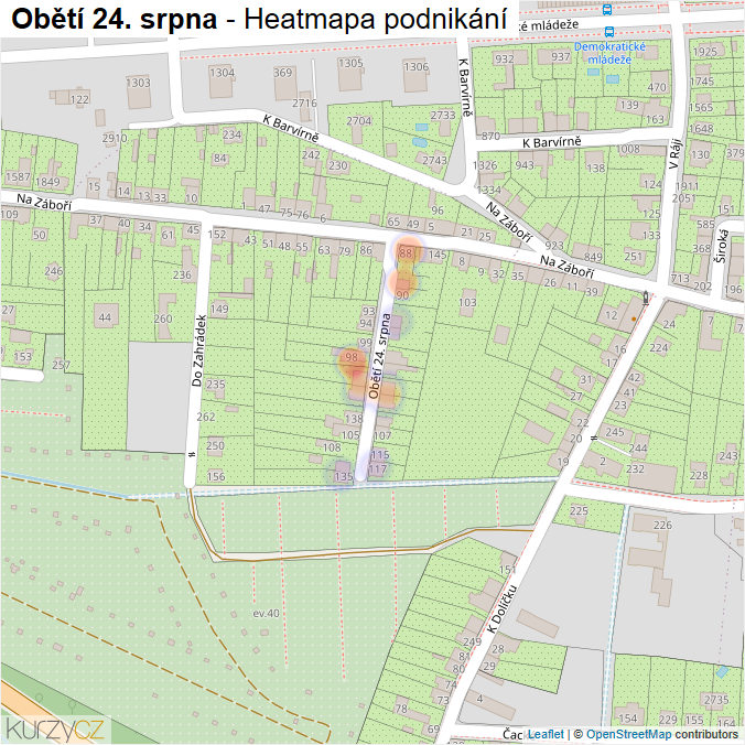 Mapa Obětí 24. srpna - Firmy v ulici.