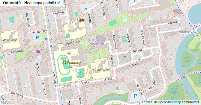 Odborářů - mapa podnikání