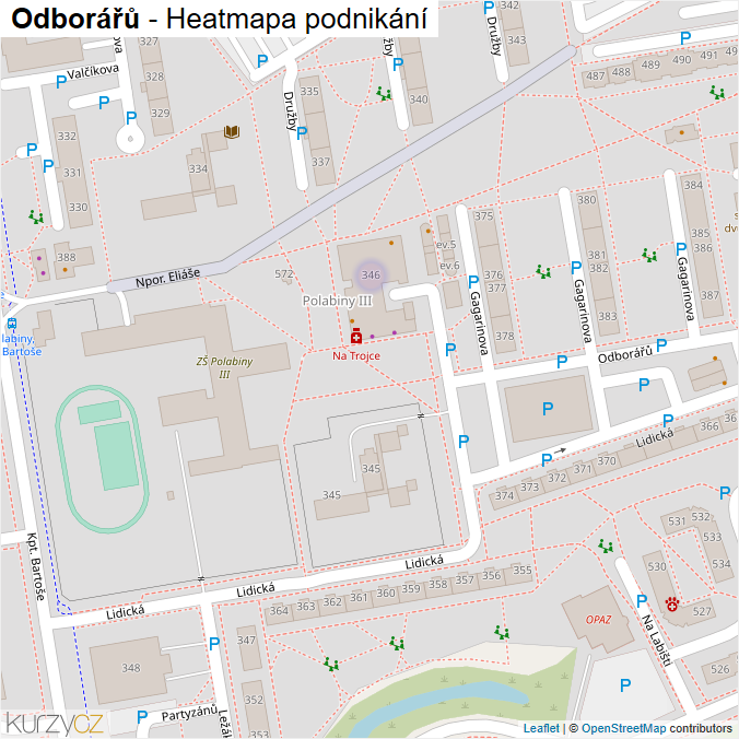 Mapa Odborářů - Firmy v ulici.