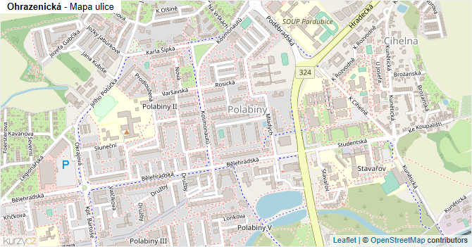 Ohrazenická - mapa ulice