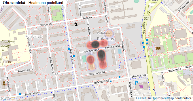 Ohrazenická - mapa podnikání