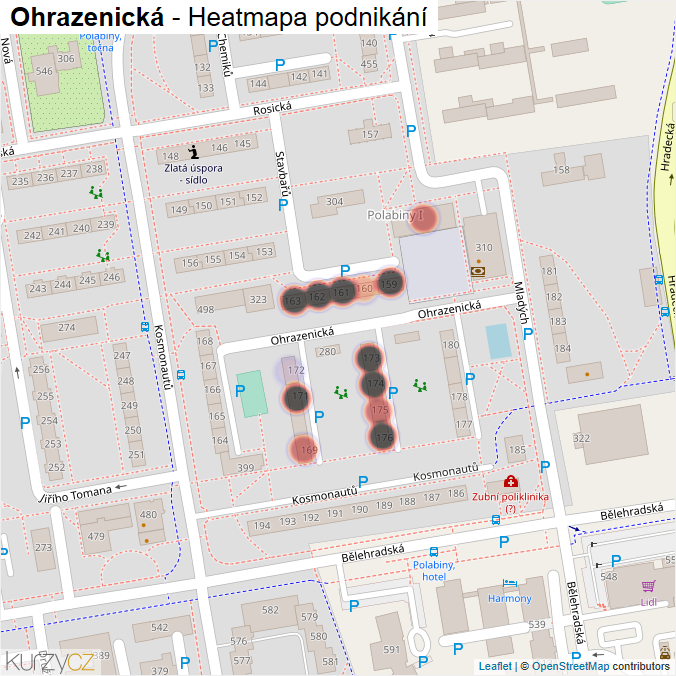 Mapa Ohrazenická - Firmy v ulici.
