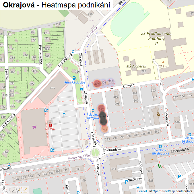 Mapa Okrajová - Firmy v ulici.