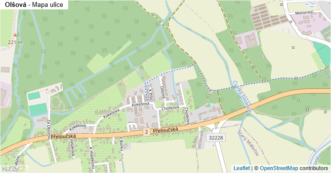 Olšová - mapa ulice