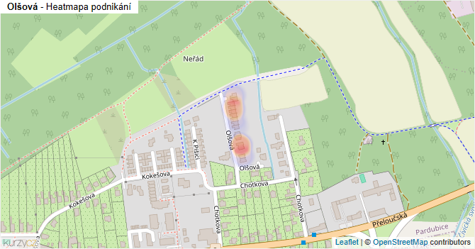 Olšová - mapa podnikání