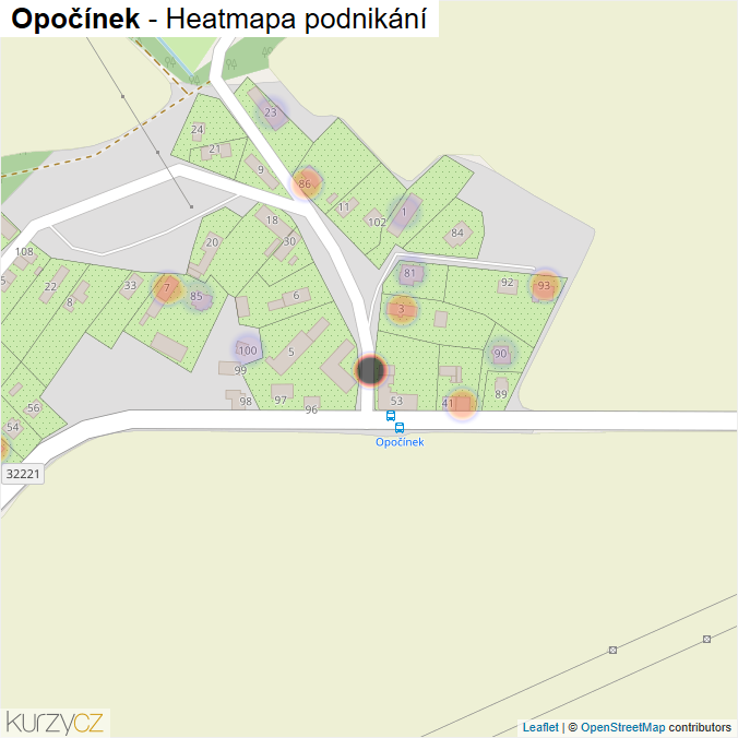Mapa Opočínek - Firmy v části obce.