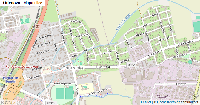 Ortenova - mapa ulice