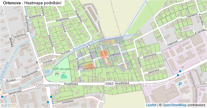 Ortenova - mapa podnikání