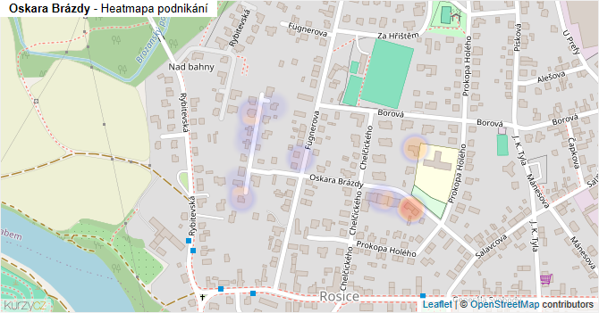 Oskara Brázdy - mapa podnikání