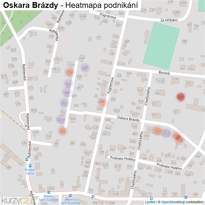 Mapa Oskara Brázdy - Firmy v ulici.