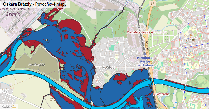 Oskara Brázdy - záplavové mapy stoleté vody