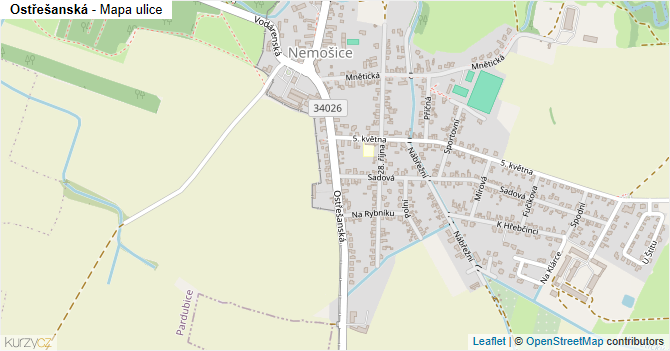 Ostřešanská - mapa ulice