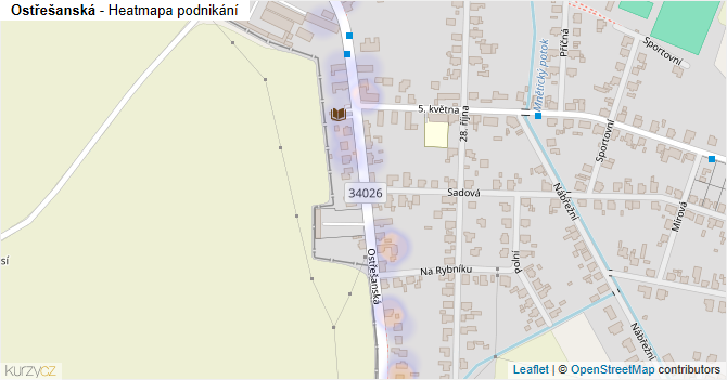 Ostřešanská - mapa podnikání