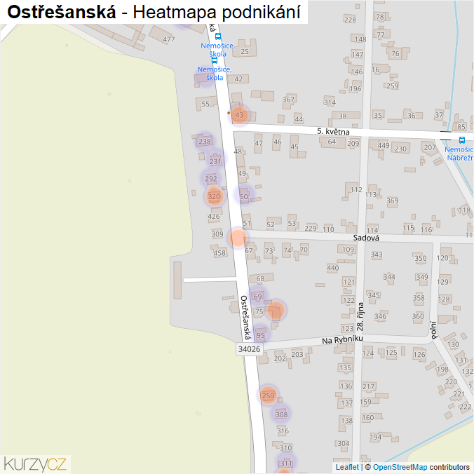 Mapa Ostřešanská - Firmy v ulici.