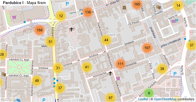 Pardubice I - mapa firem
