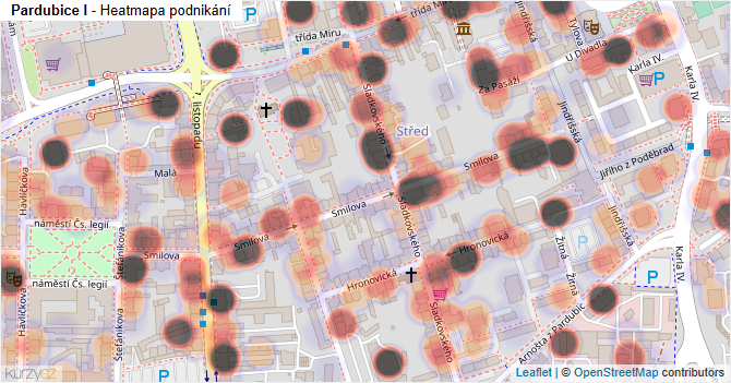 Pardubice I - mapa podnikání
