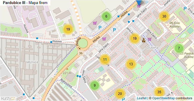 Pardubice III - mapa firem