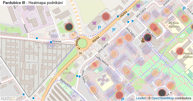 Pardubice III - mapa podnikání