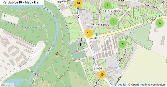 Pardubice IV - mapa firem
