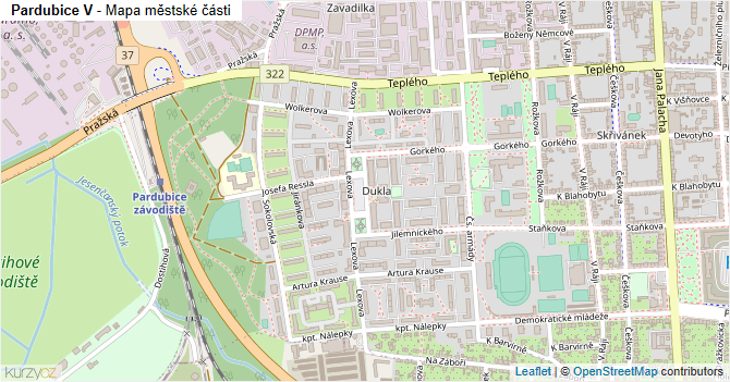 Pardubice V - mapa městské části