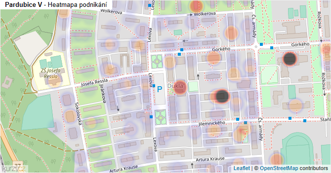 Pardubice V - mapa podnikání