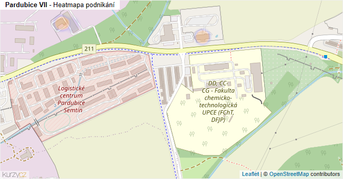 Pardubice VII - mapa podnikání