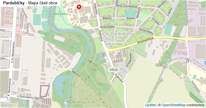 Pardubičky - mapa části obce
