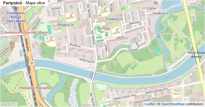 Partyzánů - mapa ulice