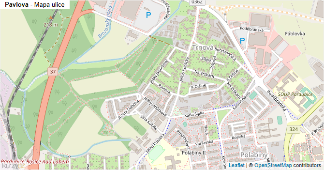 Pavlova - mapa ulice