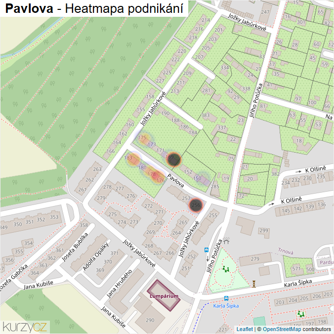 Mapa Pavlova - Firmy v ulici.