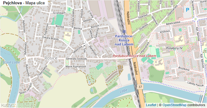 Pejchlova - mapa ulice