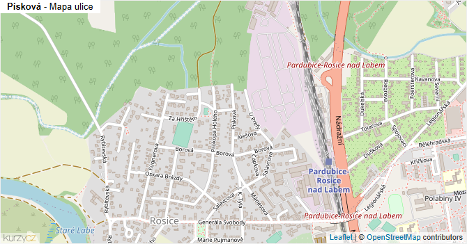 Písková - mapa ulice