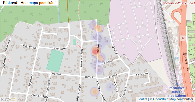 Písková - mapa podnikání