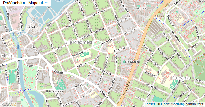 Počápelská - mapa ulice
