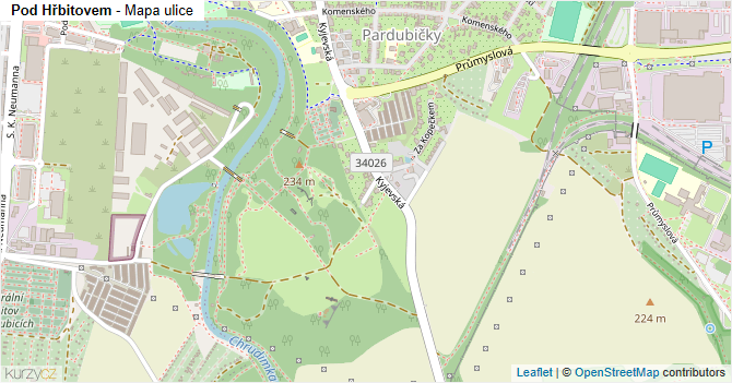 Pod Hřbitovem - mapa ulice