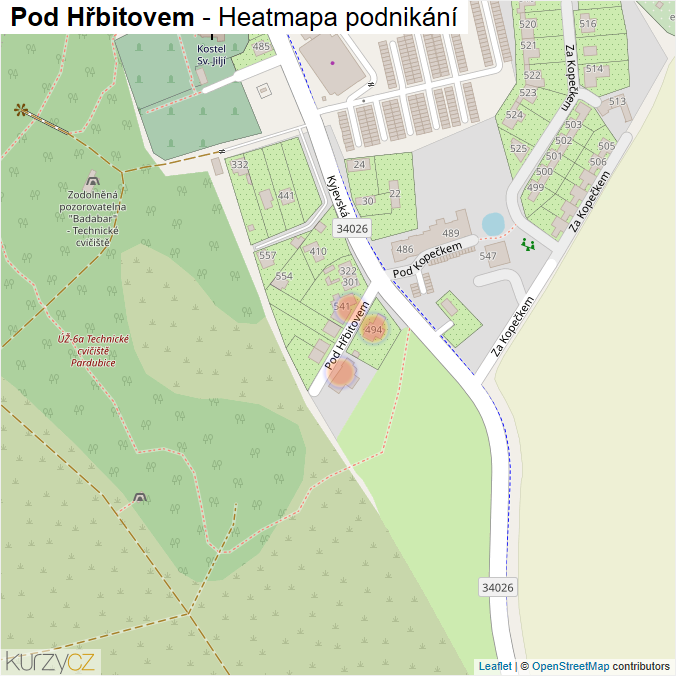 Mapa Pod Hřbitovem - Firmy v ulici.
