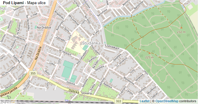 Pod Lipami - mapa ulice