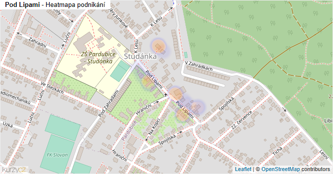 Pod Lipami - mapa podnikání
