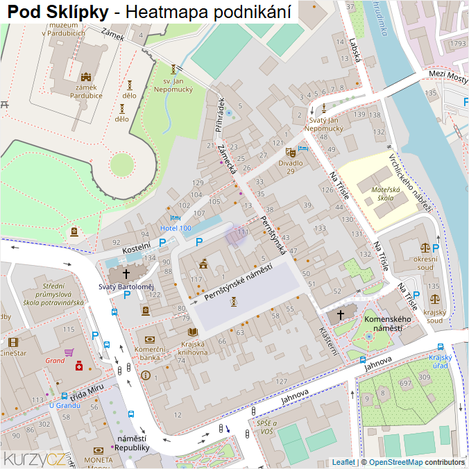 Mapa Pod Sklípky - Firmy v ulici.
