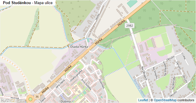Pod Studánkou - mapa ulice
