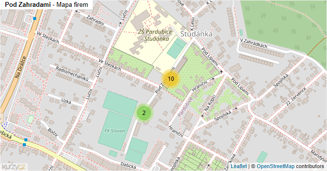 Pod Zahradami - mapa firem