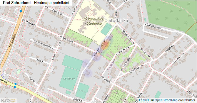 Pod Zahradami - mapa podnikání