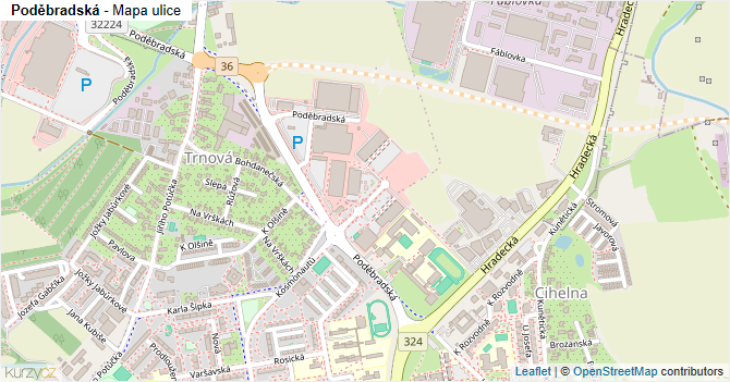 Poděbradská - mapa ulice
