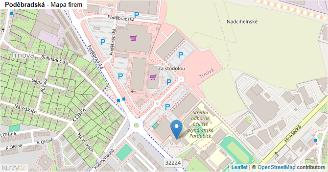 Poděbradská - mapa firem