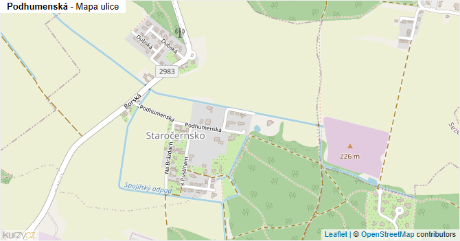 Podhumenská - mapa ulice
