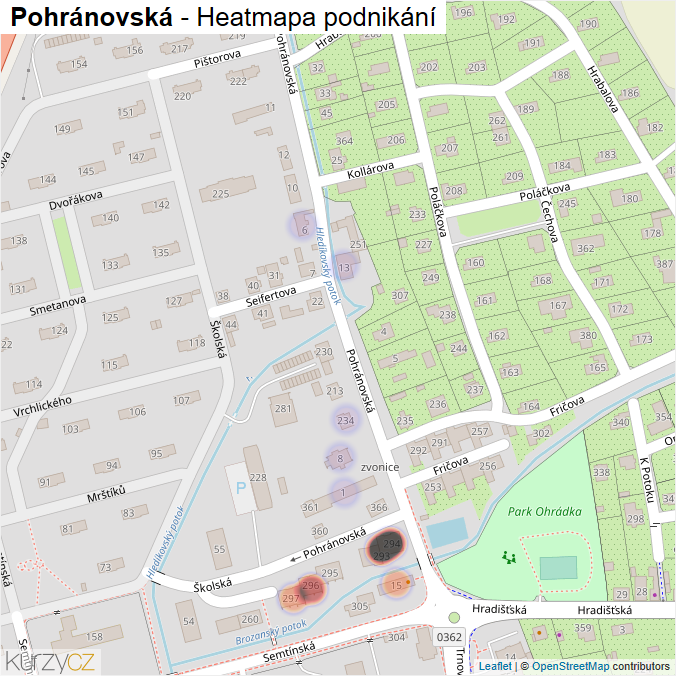 Mapa Pohránovská - Firmy v ulici.