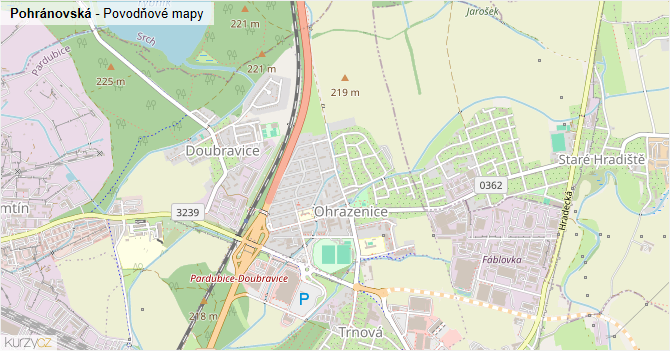Pohránovská - záplavové mapy stoleté vody